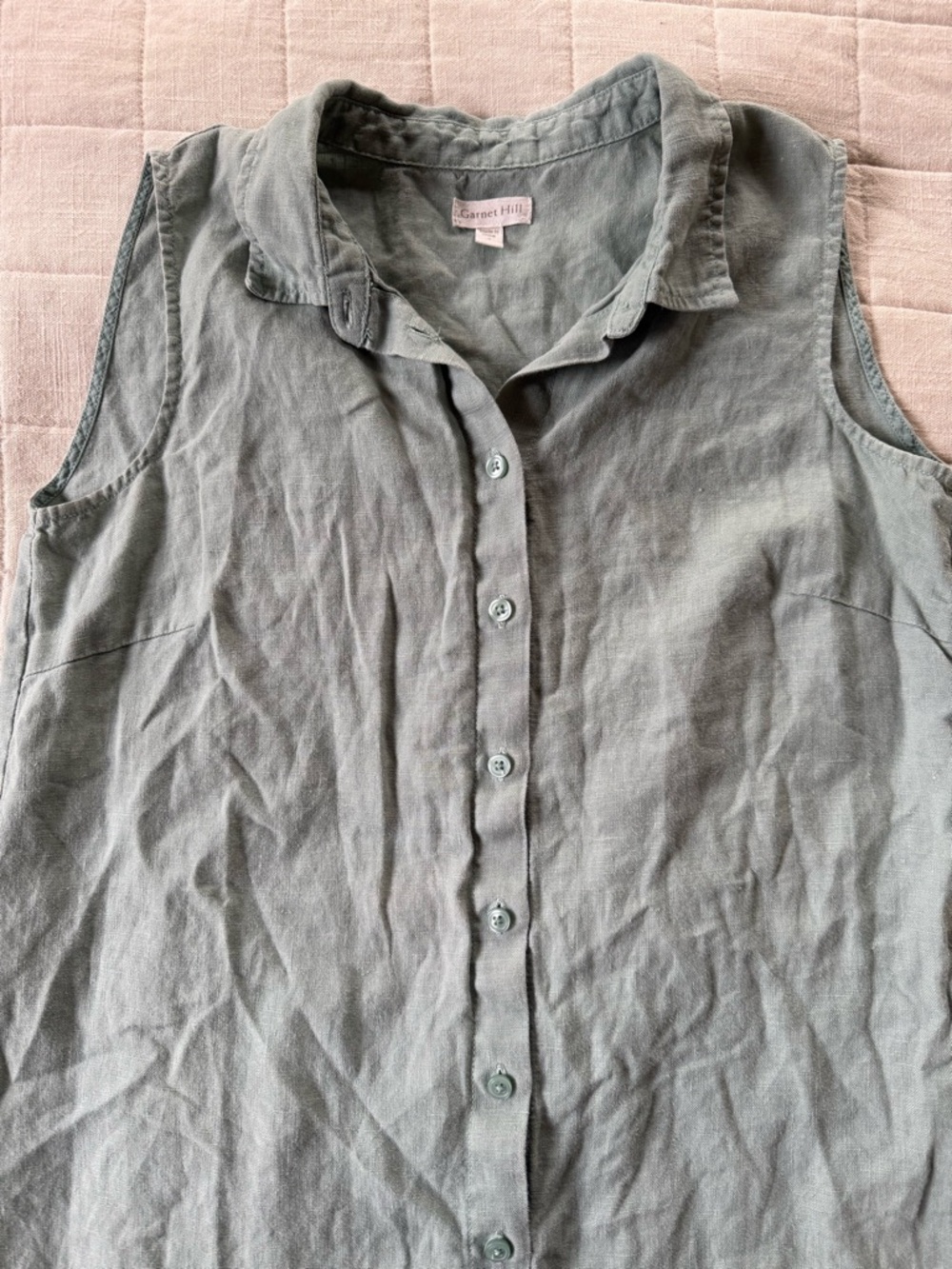 Garnet Hill Classic Linen Shirt Dress • Size 4 - Picture 3 of 4